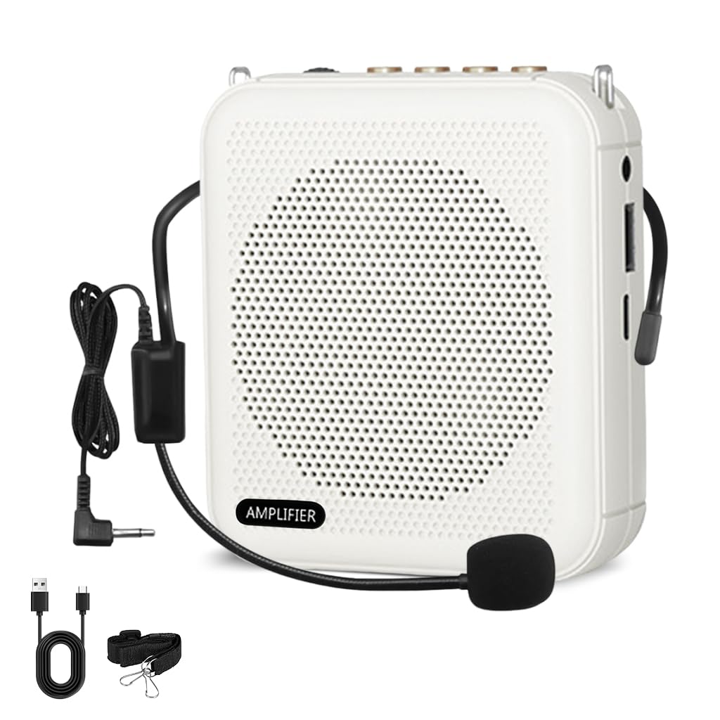 ZORBES 10W Mini Voice Amplifier Portable Rechargeable with Wired Microphone Headset & Waistband, Voice Amplifier for Teachers, Presentation, Tour Guides, Meeting, Coaches(White) ZORBES 10W Mini Voice Amplifier Portable Rechargeable with Wired Microphone Headset & Waistband, Voice Amplifier for Teachers, Presentation, Tour Guides, Meeting, Coaches(White)